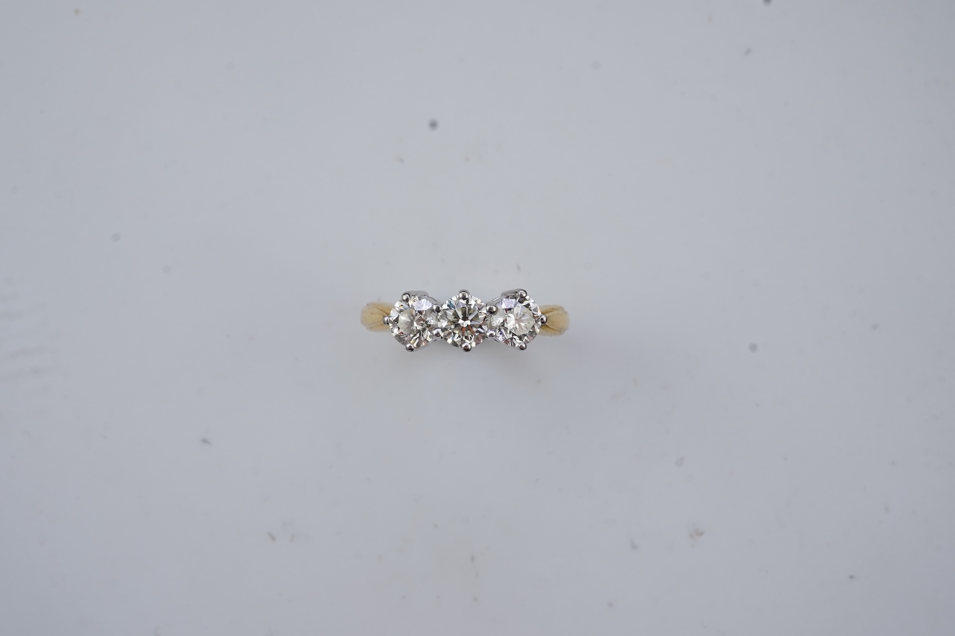A diamond three-stone ring